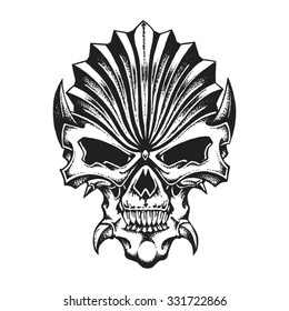Hand drawn fantastic skull. Vector illustration