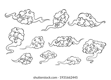 Brown Clouds Wind Blows Hand Drawn Stock Vector (Royalty Free) 1244566579