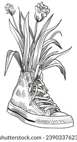 hand drawn fantasy flora vector