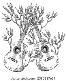 hand drawn fantasy flora vector