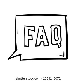 hand drawn faq icon in doodle style isolated.