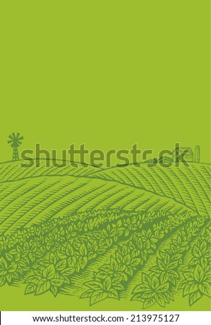 Hand drawn of farm scene
