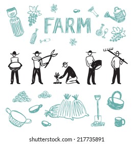 hand drawn farm work