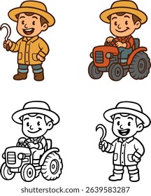 Hand drawn farmer character set illustrations