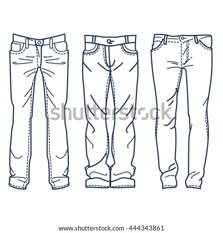 Hand Drawn Fashion Collection Mens Jeans Stock Vector (Royalty Free ...