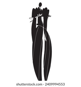 Hand Drawn Fashion Designer Illustration.Fashion Model Illustration, Stylish Sketch.Hand drawn outfit look.Fashion Designer Style. Placement Print. Woman fashion look. Minimal Print. Poster Print