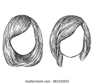 Hand drawn fashion hair styles sketch