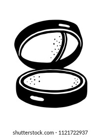 Hand drawn fashion icon. Cosmetics powder. Black fashion illustration on a white background