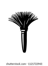 Hand drawn fashion icon. Cosmetics brush. Black fashion illustration on a white background