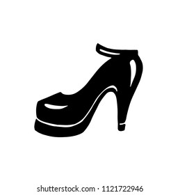 Hand drawn fashion icon. Stylish shoe with high heel. Black fashion illustration on a white background