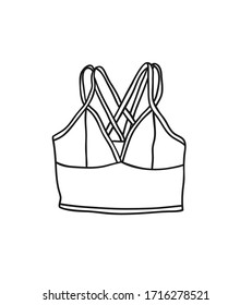 Hand Drawn Fashion Illustration Season Wear. Creative ink art work Summer Outfit Element. Actual vector drawing crop top. Black contour object on white background isolated