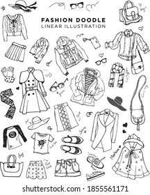 Hand drawn fashion illustration vector doodle 