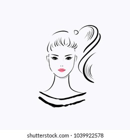 Hand drawn  fashion illustration-Beautiful woman face  