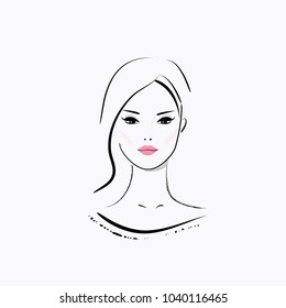 Hand drawn  fashion illustration-Beautiful woman face  