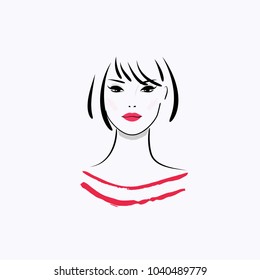 Hand drawn fashion illustration-Beautiful woman face  