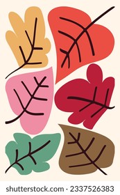 Hand drawn fashion of leaf vector illustration.