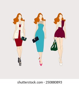 Hand drawn fashion models.