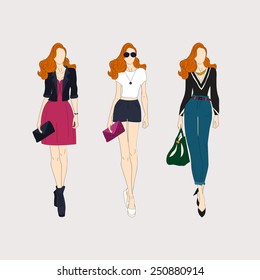 Hand drawn fashion models.