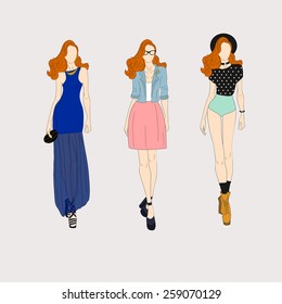 Hand drawn fashion models.