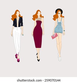 Hand drawn fashion models.
