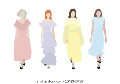 Hand drawn fashion models. Vector illustration concept.