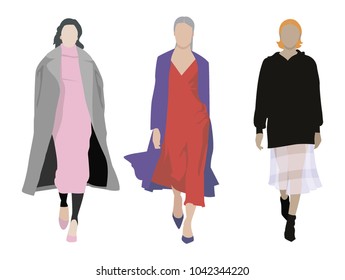Hand drawn fashion models. Vector illustration concept.