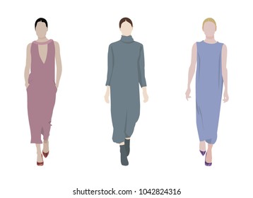 Hand drawn fashion models. Vector illustration concept.