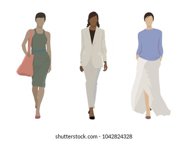 Hand drawn fashion models. Vector illustration concept.