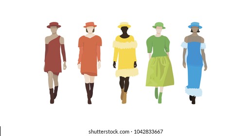 Hand drawn fashion models. Vector illustration concept.