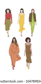 Hand drawn fashion models. Vector illustration concept.