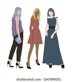 Hand drawn fashion models. Vector illustration concept.