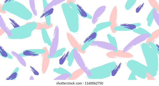 Hand Drawn Fashion Print with Brush Strokes .Abstract Contemporary Design. Pastel Colors . Seamless Pattern.