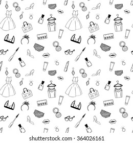 Dibujo a mano Moda sin fisuras para páginas adultas de color en doodle, estilo tribal zentangle, ilustración étnica ornamental vectorial para camisetas con estampado o estampado con vestido, anillos de oídos, pintalabios.