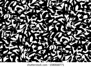 Hand drawn fashion texture seamless pattern. Сreative monochrome vector endless background painted by ink. Abstract expressive brush strokes.