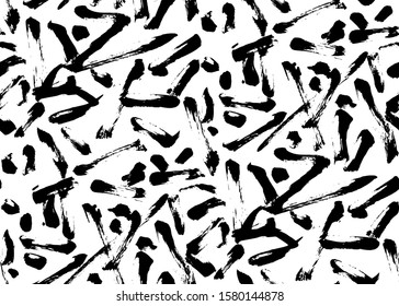 Hand drawn fashion texture seamless pattern. Creative vector endless background painted by ink. Abstract expressive brush strokes.