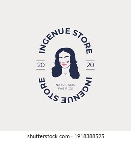 Hand drawn fashion woman logo template