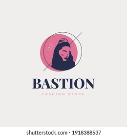 Hand drawn fashion woman logo template