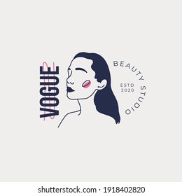 Hand drawn fashion woman logo template