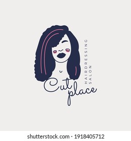 Hand drawn fashion woman logo template