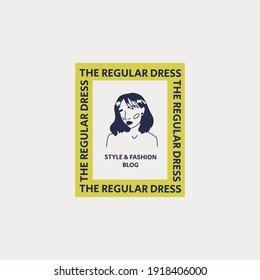 Hand drawn fashion woman logo template