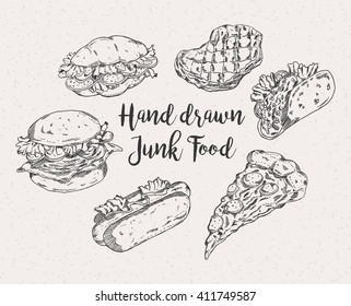 hand drawn fast food