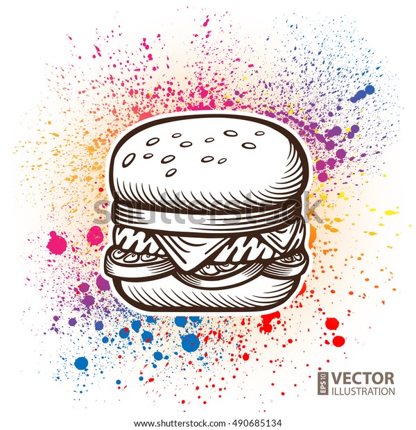 Dessin D Ecran De Burger De Restauration Image Vectorielle De Stock Libre De Droits