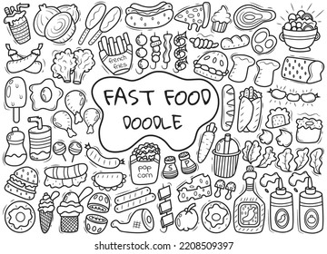 Hand drawn fast food doodle collection