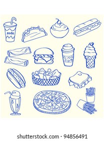 Hand Drawn Fast Food Icon Set       Vector Eps10