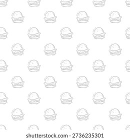 hand drawn fast food pattern. doodle burger seamless pattern background. hand drawn simple burger pattern for packaging design or wrapping paper.
