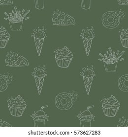 Hand Drawn Fast Food Seamless Vector Pattern