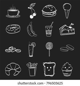 Hand drawn  fast food sketches. vector icons set  for Your business