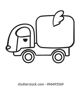 hand drawn fast free delivery vector car