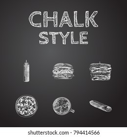 Hand Drawn Fast Sketches Set. Collection Of Ketchup, Fast Food, Burger And Other Sketch Elements.