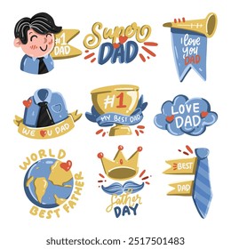 Hand Drawn Father's Day Element Set